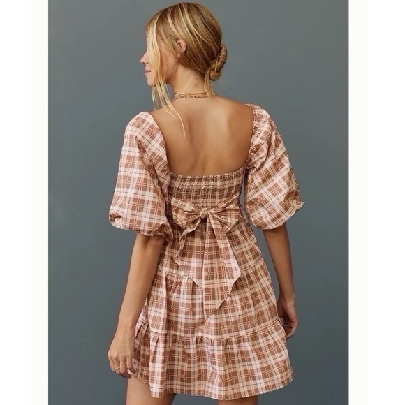 Faithfull The Brand Eryn Mini Dress Lori Check Print XL - Picture 6 of 12